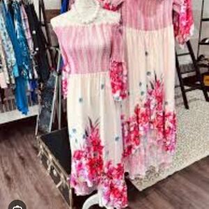 Elegant Pink Floral Off-Shoulder Maxi Dress